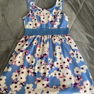 Three Pink Hearts Light Blue Floral Sundress